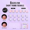 BTArtbox Chrome Press On Toenails, Pink Short Toenail Press Ons Square, Fit Perfectly Glazed Press On Toe Nails with Glue, Fake Toenails in 16 Sizes- 32 Toenails Kit, Honey Trap