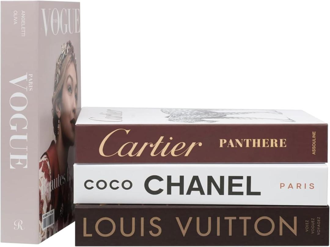 PROBENEX Luxe Large 4 Pcs Faux Decorative Books Set | Not Real Books, Cardboard Foldable Display Props | Modern Designer Coffee Table, Minimalist Home Decor, Fashion Stack Shelf, Bedroom, Living Room