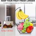 Livabber Countertop Fruit Basket Bowl with Banana Hanger, Modern Standing Fruit Vegetable Bowl Storage, with Banana Tree Holder for Kitchen Dinning Table (Square Marble, Black)