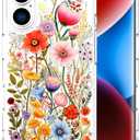 Compatible for iPhone 17 Cases with Design, Cute Transparent Designer Phone Case for Women Girls Girly with Heavy Duty Protective Bumper (Clear Anemone Flower Floral)