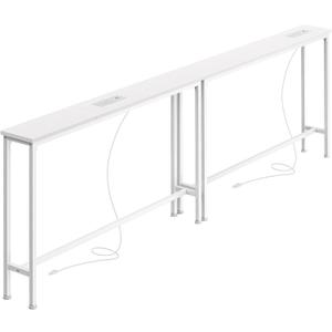 SUPERJARE 5.7 Inch Narrow Console Table with Outlet, Sofa Tables, Total Length 78.8'', Behind Couch Table, Long Entryway Tables with Charging Station, for Living Room, White