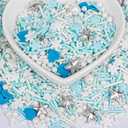 Twisweet Edible Sprinkles for Cake Decorating, Frozen Theme Snow Pearl Star Sugar Sprinkles Mix Baking Candy, Cupcake Topper Cookies Ice Cream Cake Decorations, Birthday Wedding Christmas Winter Themed Party Supplies (130g/4.58oz) (EXP 05/01/26)
