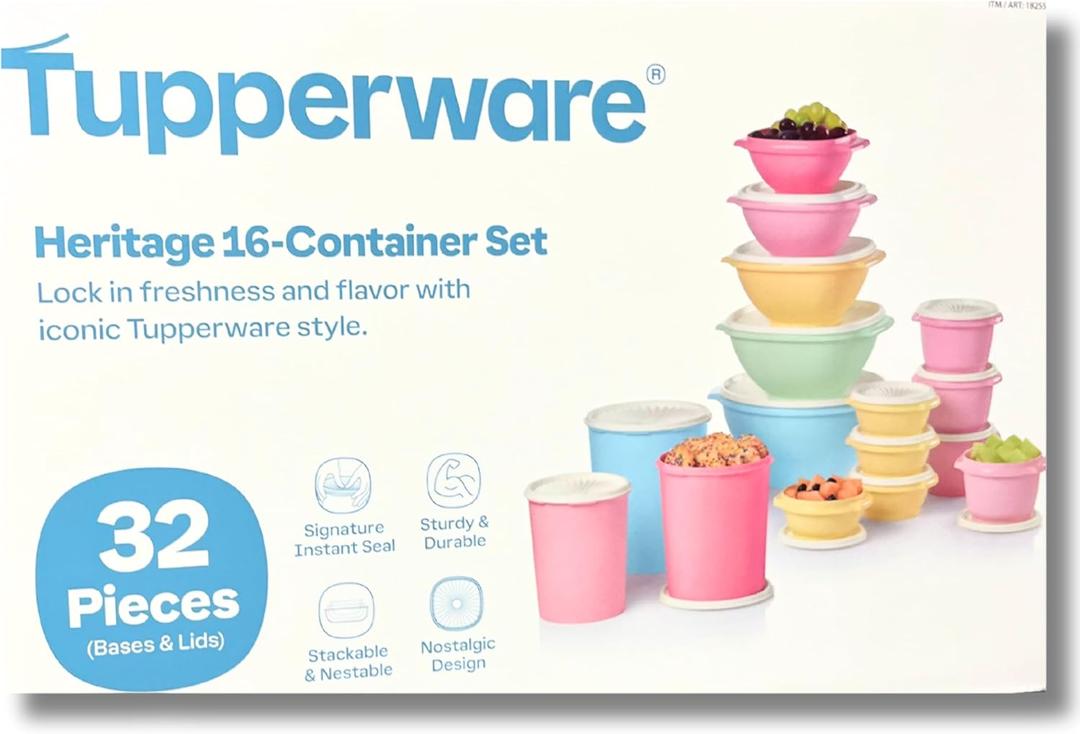 Tupperware Heritage Collection 16 Container Set with Lids. Food Storage Containers, Set of 32