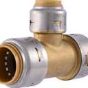SharkBite Max 3/4 Inch x 3/4 Inch x 1/2 Inch Reducing Tee, Push To Connect Brass Plumbing Fitting, PEX Pipe, Copper, CPVC, PE-RT, HDPE, UR412A (3/4 in. x 3/4 in. x 1/2 in.)