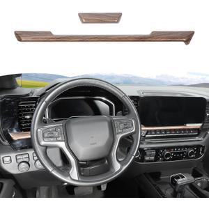 RT-TCZ Center Control Dashboard Panel Cover Trim Accessories for Chevy Silverado/GMC Sierra 1500 2500 3500 2022 2023 2024 2025 (Wood Grain)