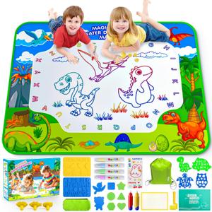 Water Doodle Mat, 40 x 32 Inch Mess Free Drawing Mat, Educational Toy for 3 4 5 6 7 8 Years Old Boys Girls, Neon Color Mat Doodle Board Writing Drawing Toys Holiday Christmas Birthday Gifts