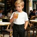 Pink Shorts for Boys Flat Front Dress School Uniform Shorts Casual Travel Hiking Shorts Size 3T (Black)