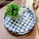 12.6" Capiz Shell Round Decorative Tray with Handles, Navy Blue