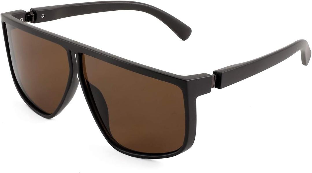 FEISEDY Square Oversized Sunglasses for Women Men Flat Top Fashion Shades B2669 (Brown)
