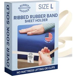 RUBBER HUGGER Elastic Fitted Sheet Straps - King Size Rubber 76" x 80" - Anti-Slip Grip & Mattress Straps - Bed Accessories - Secure Corner Holders to Keep Sheets in Place Bed Sheet Grippers