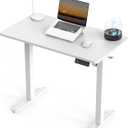 35" x 20" Electric Standing Desk, Compact Height Adjustable Desk for Small Spaces, Small Ergonomic Sit Stand Workstation for Home Office Bedroom Apartment (White)