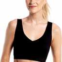 Floatley Cozy Bra Comfort Wirefree Full Coverage Seamless Bra with Embedded Pad for Women (Large, Black)