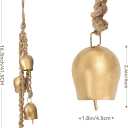 Christmas Bells Vintage Hanging Decorative: Gold Bells Decor with Jute Hanging Rope - Metal Cow Bells Christmas Decor for Christmas Wreath Garland Tree Wedding Party Door Staircase Railings (Glossy Gold - 4 Bells Set)