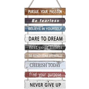 Joyhawk Motivational Wall Art Decor with Positive Quotes, Inspirational Wall Art Room Decor for Teen Girls Women, Rustic Wall Hanging Plaque Sign for Home Office Living Room Bathroom - 12x24 inch (pursue your passion)