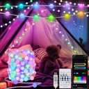 Smart Color Changing Globe String Lights, 33Ft 16 Million Colored Fairy Lights Plug in APP & Remote Control DIY Music Sync Twinkle Light for Bedroom Classroom Christmas Decor Christmas Gift (Globe-RGB-Built in Chip)