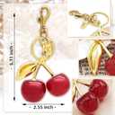 Cherry Keychain Bag Charm with Letter Tag for Women - Cute Purse Accessories Keychains for Handbags, Christmas Gifts