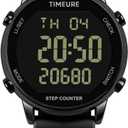 Pedometer Watch for Women, Step Counter for Walking No App/Phone Required Step Counter, Waterproof Fitness Calorie Tracker, Distance Tracking, Alarm, Large Digital Display Watch, TU-2509 (all black)