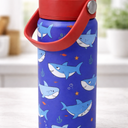 Choco Mocha Kids Water Bottle For School, Kids Insulated shark Water Bottle Stainless Steel for Boys,18Oz 