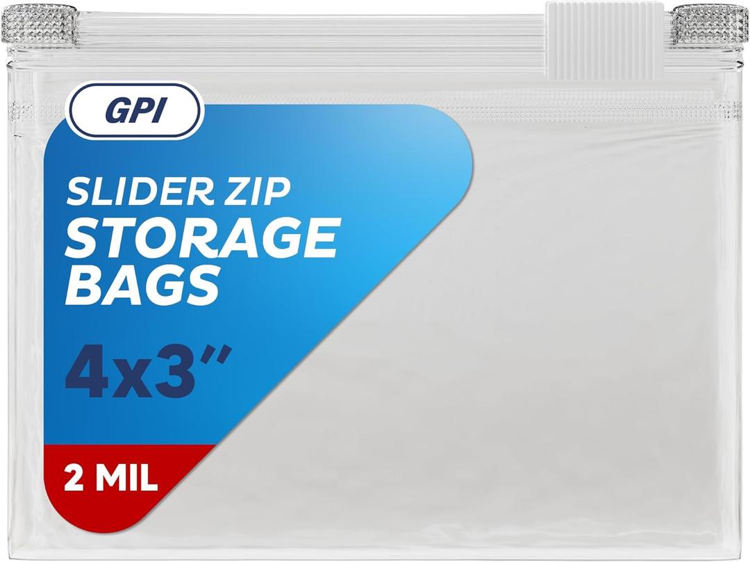 1000 Count - Slider Zip Food Storage Snack Bags, 4" x 3" 2 Mil, Strong & Durable For Freezer Storage, For Nuts, Candy, Snacks, Seeds, Jewelry & More. GPI