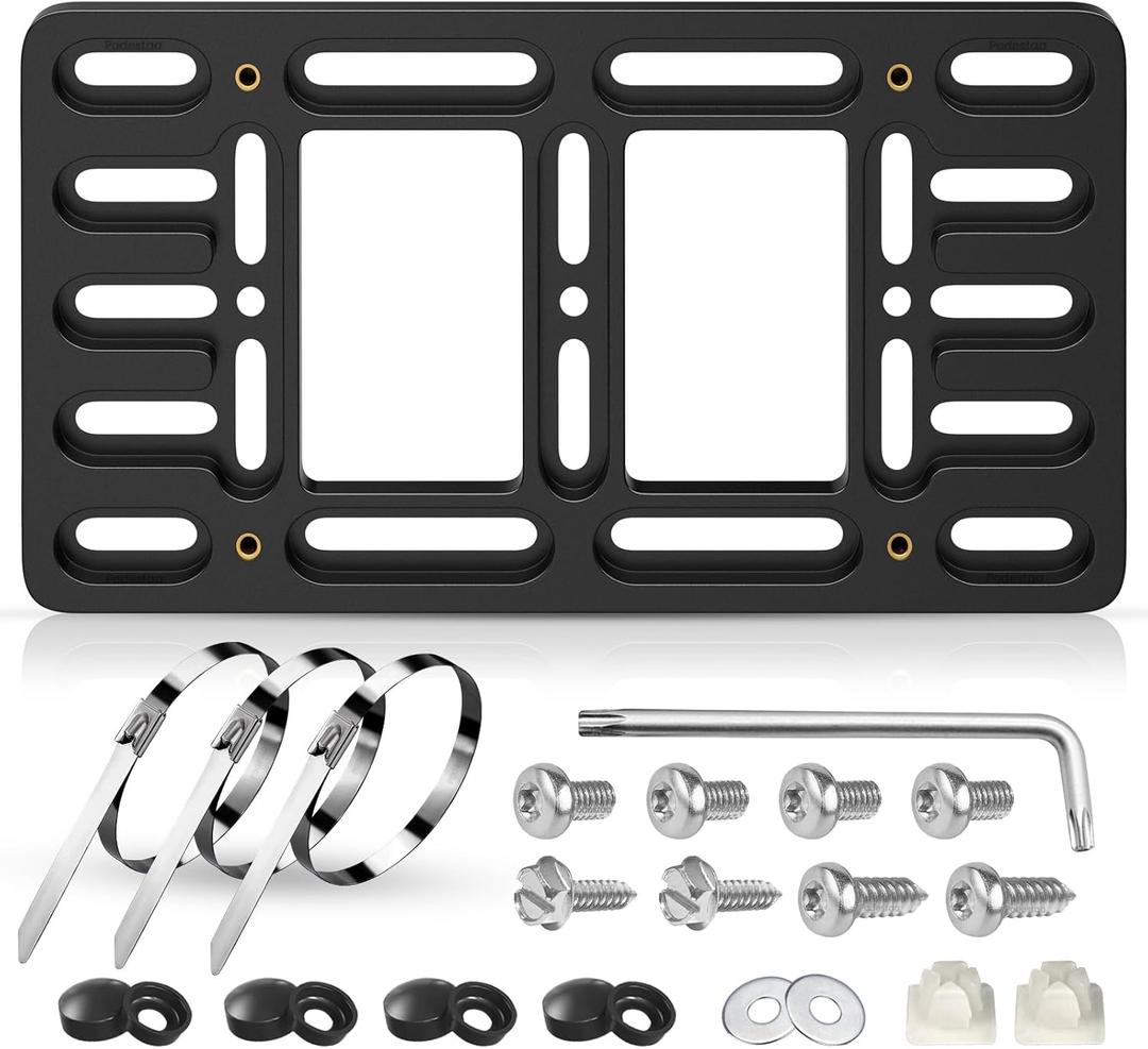 Front License Plate Bracket Holder, 2 Drill License Plate Mount, Universal Bumper Car Tag Frame Mounting kit