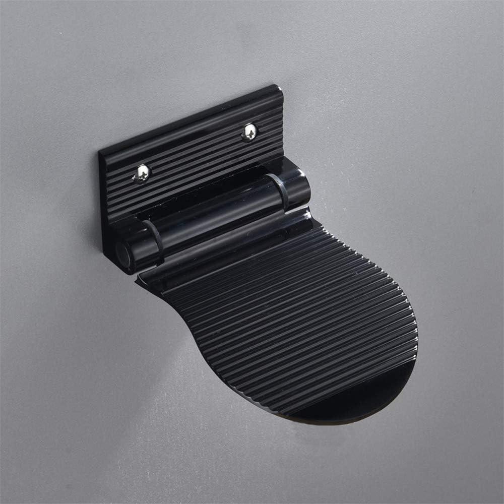 Shower Foot Rest for Shaving, Wall Mounted Folding Foot Stand for Bathroom, Black Metal (4 inches wide)