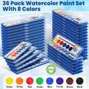 36 Pack Watercolor Paint Set, Washable Watercolor Paint Bulk for Kids, Water Color Paint with Paint Brushes, Ideal Gifts for Party Favors, School Supplies & Classroom Prizes, Art Activities, 8 Colors