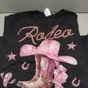 Rodeo Mimi Pink Boots Coquette CowGirl Birthday Party T-Shirt (Black, L)