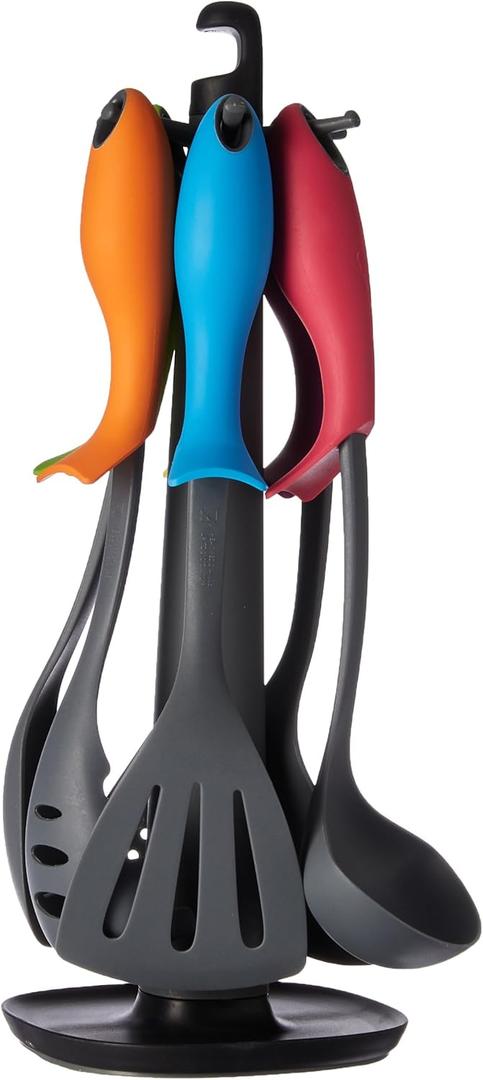 Love Your Kitchen Elevate Utensil Set with Carousel (Set of 7), Black