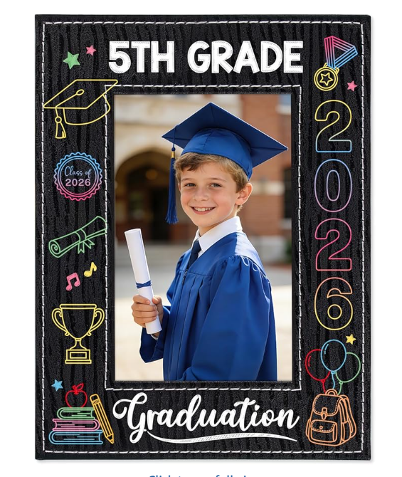 PETCEE 5th Grade Graduation Gifts - 5th Grade Graduation Picture Frame 2026 4"x 6" Fifth Grade Grads Decorations Photo Frame Keepsake for Kids Boys Girls Class of 2026 Gifts for Elementary School