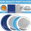 96Pcs Navy Blue and Silver Birthday Party Decorations Blue and Silver Paper Plates and Napkins Sets Navy Tablewares Dinnerwares for Men and Boys Birthday Baby Shower Party Supplies Favors 24 Guest