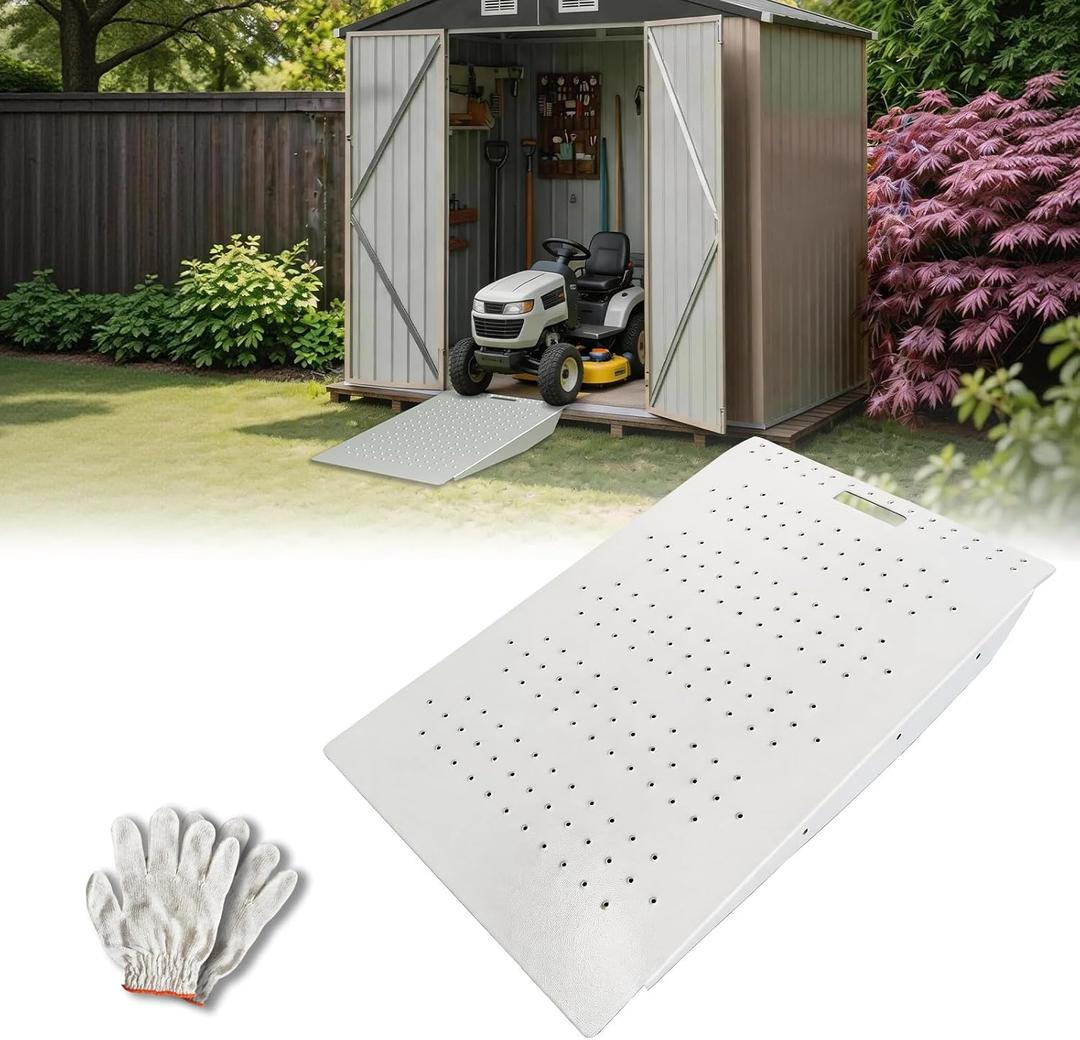 StellarStar 36" x 24" Shed Ramp for Riding Mower (1PC) | 750 lbs Capacity, Heavy Duty Steel, Anti-Slip Surface, for Lawn Mower/Snow Blower/ATV, Garages/Barns, Slivery