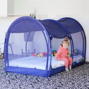 LEEDOR Bed Tent Dream Tents Bed Canopy Shelter Cabin Indoor Privacy Warm Breathable Pop Up Twin/Full/Queen for Kids and Adult Patent Pending(Mattress Not Included) (Mesh Navy)