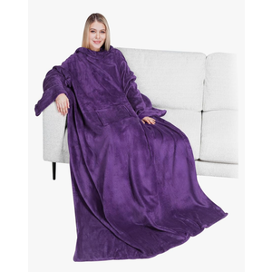 PAVILIA Wearable Blanket with Sleeves for Adult Women Men, Cozy Fleece Warm Wrap Throw with Arms, Gifts for Christmas, Wife