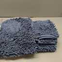 Bathroom Rugs Sets 2 Piece, Ultra Soft Absorbent Bath mat Chenille Bathroom Rug, Antiskid Bath mats Washable Bathroom mat (20x32 inch + 16x24 inch) Medium Blue