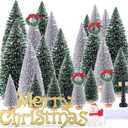 Mini Christmas Tree, Small Pine Tree with Wooden Bases for Xmas Holiday Party Home Tabletop Tree Decor (Silver/Green 30pcs)