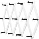 Dseap Accordian Wall Hanger: 16 High Wooden Wall Expandable Coat Rack, Hat Rack Holder, Accordion Hook for Baseball Caps, Coats, Mugs, 13 Peg Hooks, White & Black