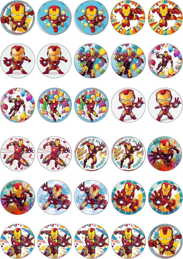 30 x Edible Cupcake Toppers  Iron Warrior Inspired Collection of Edible Cake Decorations | Uncut Edible on Wafer Sheet