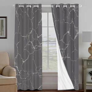 Grey Blackout Curtains 84 Inch Length 2 Panels Set, Insulated Thermal Sound Privacy Drapes Grommet Room Darkening Curtains Window for Bedroom Living Room Winter(W52xL84,Gray), Machine Washable