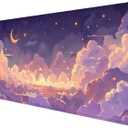 Cute Gaming Mouse Pad Desk Pad Kawaii Pink Purple Gold Clouds Mousepad XL Large Gaming Mouse Pad Laptop Keyboard Mat Desk Pad Office Home Decor for Women Girl 31.5"x11.8"