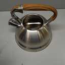 Mr. Coffee Woodmont 2-Quart Stainless Steel Tea Kettle With Wood Handle, Stovetop Whistling Kettle, Durable Fast-Boil Tea Pot