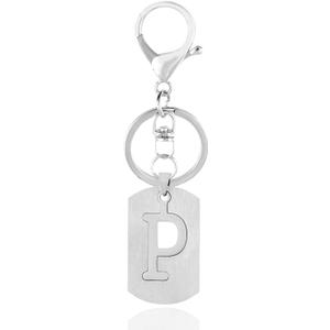4 x A-Z Stainless Steel Letter Keychain - Alphabet Initial Key Ring for Men Women, Purse or Car Charm