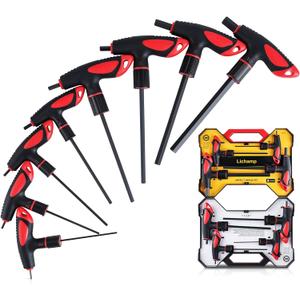 Lichamp T Handle Allen Wrench Set Metric, 8 Piece Heavy Duty Standard Long Tee Handle Allen Hex Key Set, 2-10mm