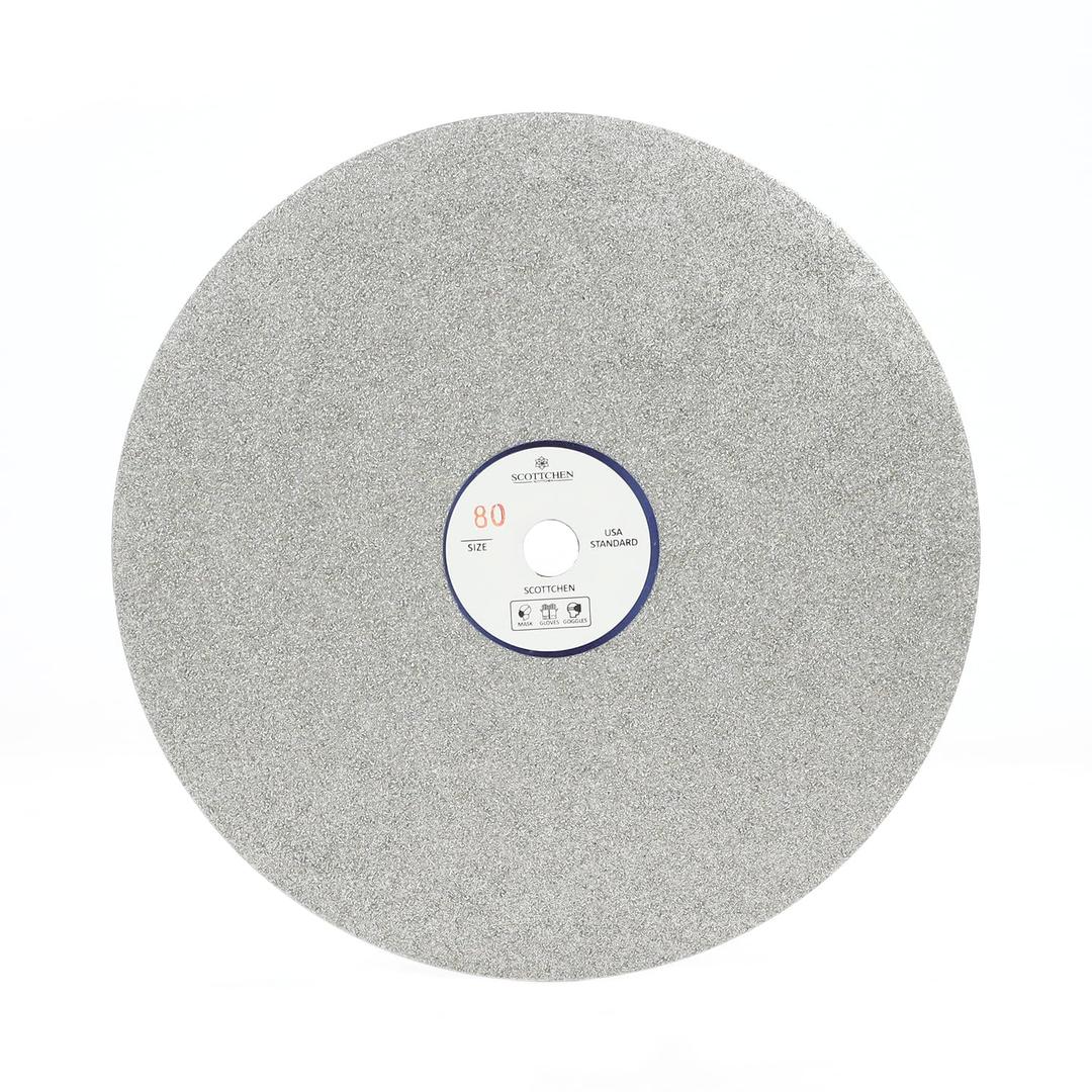 SCOTTCHEN Diamond Flat Lap Wheel 8" x 1/2" Grinding Sanding Disc Lapping Polishing Disc-80 Grit