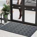 COCOER Commercial Floor Mat, Commercial Rug Rubber Border, 3' X 5' GRAY Indoor Outdoor Rugs Entry Mat Muddy Dirt Resist, Heavy Duty Outdoor Door-Mat Entryway-Rug Indoor