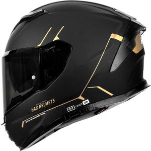 HAX Force Aerodynamic Full Face Helmet for Street & E-Bikes DOT & ECE Certified - Enhanced Dual Visor, Adult Size, Pinlock Ready Matte Black Gold L