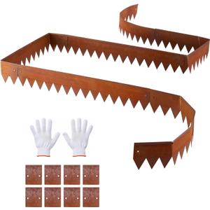 VEVOR Corten Steel Landscape Edging, 6-Pack 40 x 6 Inch Metal Edging for Landscaping with 8 Connecting Plates, Bendable Metal Garden Edge Border for Flower Bed, Yard Pathway, Rust