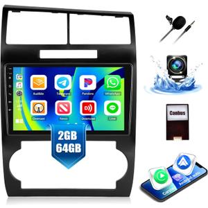 2G+64G for 2006 2007 Dodge Charger Magnum Car Radio Stereo with Wireless CarPlay Android Auto 9" Touchscreen Radio Android 13 Car Stereo with Bluetooth WiFi FM GPS Backup Camera Head Unit