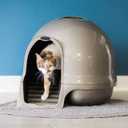 Petmate Booda Clean Step Cat Litter Box Dome (Made in the USA with 95% Recycled Materials)- Brushed Nickel, Made in USA