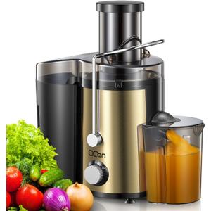 Juicer Machine, 800W Centrifugal Juicer Extractor with Wide Mouth 3 Feed Chute for Fruit Vegetable, Easy to Clean, Stainless Steel, BPA-free (Gold)