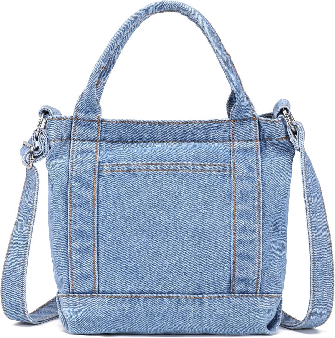 AOCINA Denim Purse Jean Tote Bag for Women Crossbody Shoulder Weekend Bags Denim Purses and Handbags for Women
